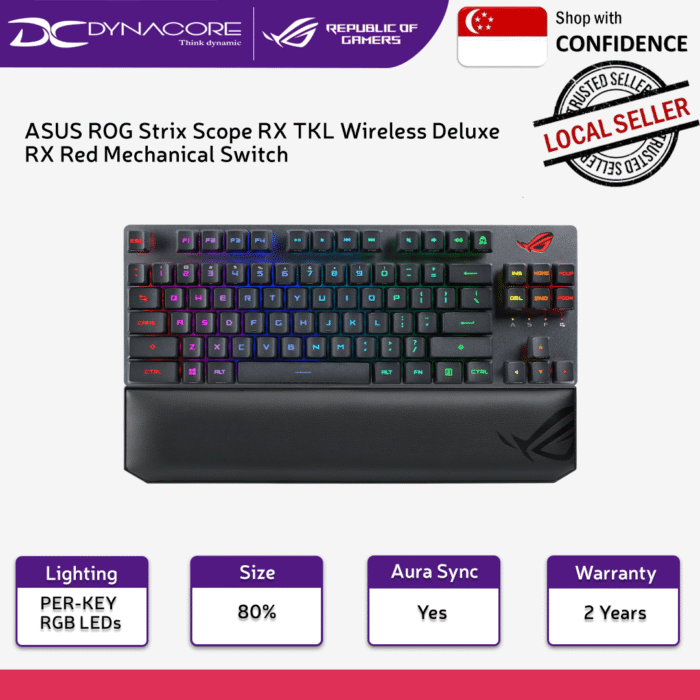 ASUS ROG Strix Scope RX TKL Wireless Deluxe Gaming Keyboard - RX Red Mechanical Switch - 195553322034 - Image 2