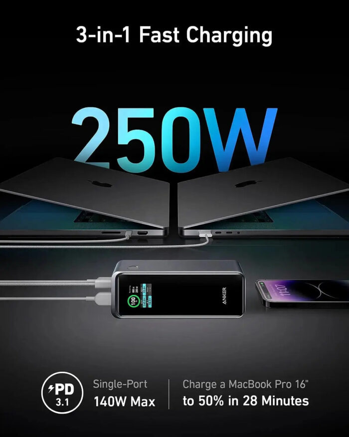 Anker Power Bank Powercore GanPrime 27650mAh 3-Ports 250W Fast Charge Portable Charger A1340 - Image 4