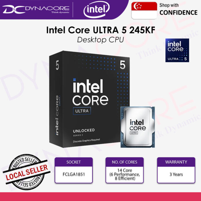 INTEL CORE ULTRA 5 245KF 3.5GHz 6+8CORE/14T 24MB CACHE PROCESSOR(3YRS) - 5032037282109 - Image 2