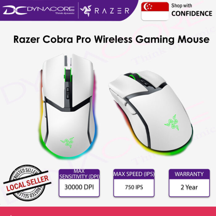 RAZER COBRA PRO WIRELESS GAMING MOUSE WHITE (RZ01-04660200-R3A1) - 8886419334446 - Image 2