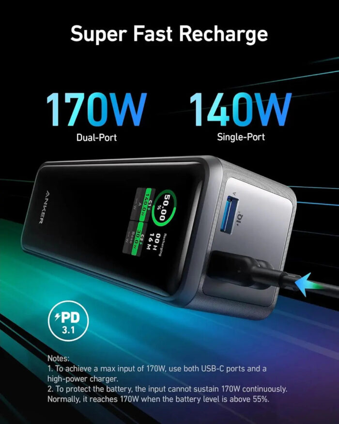 Anker Power Bank Powercore GanPrime 27650mAh 3-Ports 250W Fast Charge Portable Charger A1340 - Image 6