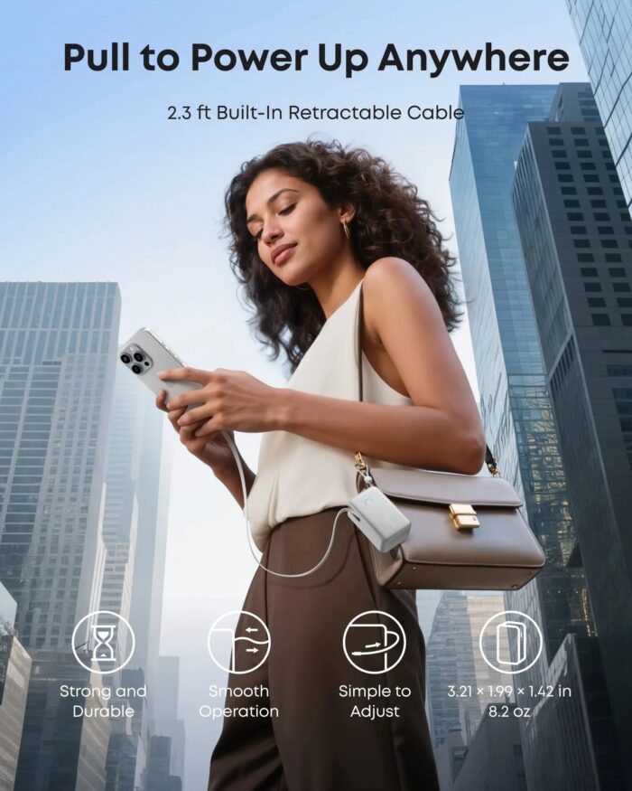 Anker Nano Power Bank 10000mAh 45W with Built-In Retractable USB-C Cable A1638 - Image 6