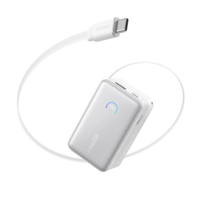 Anker Nano Power Bank 10000mAh 45W with Built-In Retractable USB-C Cable A1638