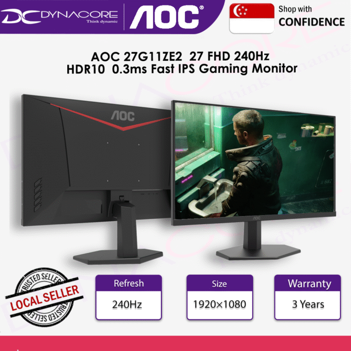 AOC 27G11ZE2 27" 240Hz 0.3MS Fast IPS FHD Gaming Monitor with Adaptive Sync, HDR10 - AOC27G11ZE2 - Image 2