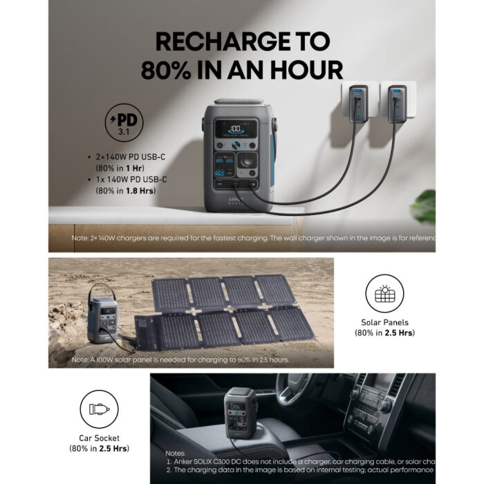 Anker SOLIX C300 DC Portable Power Bank Station - 288Wh | 300W A1726 - Image 7