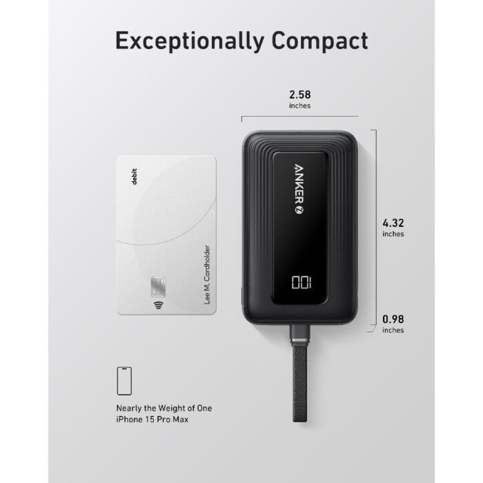 Anker Zolo Power Bank 10000mAh 30W Portable Charger with Built-in USB C Cable A1688 - Image 6