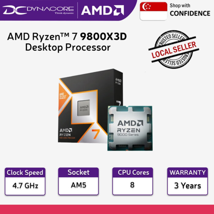 AMD RYZEN 7 9800X3D 4.7GHz 8C/16T 104MB CACHE TRAY PROCESSOR(4YRS) - 100-000001084 - Image 5